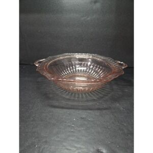 Mayfair Open Rose Pink Depression Glass Bowl, Handled Bowl Collectible Glassware